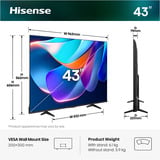 Hisense 43A6S, LED-tv Sort/mørk grå