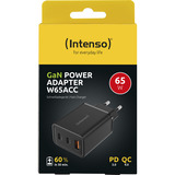 Intenso Power Adapter W65ACC GaN, Oplader Sort