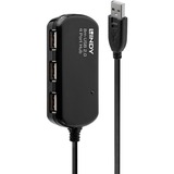 Lindy 42781 interface hub 480 Mbit/s, USB hub 480 Mbit/s, 8 m, Win ME, 2000, XP, Vista Mac OS Linux, 331 g, USB 2.0/1.1, 1x USB-A M, 4x USB-A FM