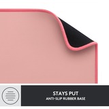 Logitech Desk Mat Studio Series Lyserød, Musemåtte Rosa, Lyserød, Monokromatisk, Nylon, Polyester, Gummi, Skridsikker bund