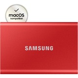 SAMSUNG Portable SSD T7 500 GB Rød, Solid state-drev Rød, 500 GB, USB Type-C, 3.2 Gen 2 (3.1 Gen 2), 1050 MB/s, Beskyttelse af adgangskode, Rød