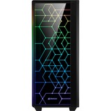 Sharkoon RGB LIT 100 Midi Tower Sort, Towerkabinet Sort, Midi Tower, PC, Sort, ATX, micro ATX, Mini-ITX, Blå, Grøn, Rød, Kabinet faner, Front