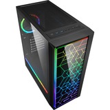 Sharkoon RGB LIT 100 Midi Tower Sort, Towerkabinet Sort, Midi Tower, PC, Sort, ATX, micro ATX, Mini-ITX, Blå, Grøn, Rød, Kabinet faner, Front