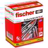 fischer Dübel DuoSeal 6x38 S PH TX A2, Dyvel Lys grå/Rød