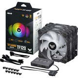 ASUS TUF Gaming TF120 ARGB Fan - Triple Fan Kit with ARGB Controller Computerkabinet Luftkøler 12 cm Sort, Sag fan Sort/gennemsigtig, Luftkøler, 12 cm, 250 rpm, 1900 rpm, Sort