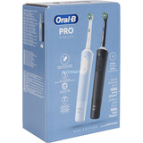 Braun Vitality Pro Duo Voksen Roterende, pulserende tandbørste Sort, Blå, Hvid, El-tandbørste Sort/Blå, Voksen, Roterende, pulserende tandbørste, Daglig pleje, Sensitiv, Super sensitive, Sort, Blå, Hvid, 7800 Omdrejninger pr. minut, 4 x 30 sek.