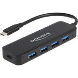 DeLOCK 64170 interface hub USB 3.2 Gen 1 (3.1 Gen 1) Type-C 5000 Mbit/s Sort, USB hub USB 3.2 Gen 1 (3.1 Gen 1) Type-C, USB 3.2 Gen 1 (3.1 Gen 1) Type-A, USB 3.2 Gen 1 (3.1 Gen 1) Type-C, 5000 Mbit/s, Sort, Metal, 85 W