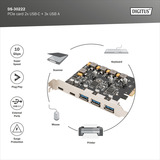 Digitus PCIe-kort 2x USB-C + 3x USB A, Interface card 