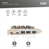 Digitus PCIe-kort 2x USB-C + 3x USB A, Interface card 