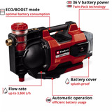 EINHELL AQUINNA 36/38 F LED AUTOMATIC, 4180420, Pumpe Rød/Sort