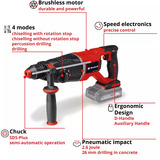 EINHELL Professionel batteridrevet borehammer TP-HD 18/26 D Li BL - Solo, 18 Volt Sort/Rød