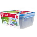 Emsa 508567 enhed til madopbevaring Rektangulær Kasse Transparent 3 stk, Boks gennemsigtig/Blå, Kasse, Rektangulær, Transparent, Polypropylen (PP), Termoplastisk elastomer (TPE), Tyskland, 195 mm