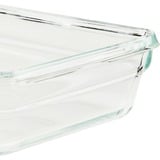 Emsa CLIP & CLOSE N10407 Rektangulær Kasse 0,8 L Transparent 1 stk, Boks gennemsigtig/Rød, Kasse, Rektangulær, 0,8 L, Transparent, Glas, 420 °C