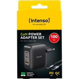 Intenso Intenso Power Adapter W100ACC GaN + C520C Kabel, Oplader Sort