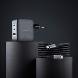 Intenso Intenso Power Adapter W100ACC GaN + C520C Kabel, Oplader Sort