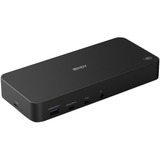 Lindy USB Type C og Type A hybrid bærbar dockingstation, Docking station Sort