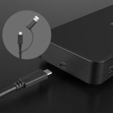 Lindy USB Type C og Type A hybrid bærbar dockingstation, Docking station Sort