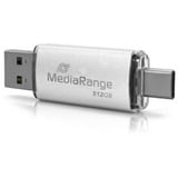 MediaRange Kombi-lagerstick 512 GB, USB-stik Sølv/gennemsigtig