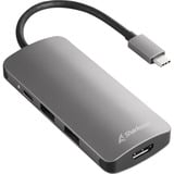 Sharkoon USB 3.0 Type C Multiport Adapter USB 3.2 Gen 1 (3.1 Gen 1) Type-C 5000 Mbit/s Grå, Docking station mørk grå, USB 3.2 Gen 1 (3.1 Gen 1) Type-C, HDMI, USB 3.2 Gen 1 (3.1 Gen 1) Type-A, USB 3.2 Gen 1 (3.1 Gen 1) Type-C, USB 3.2 Gen 1 (3.1 Gen 1), MMC, SD, 5000 Mbit/s, Grå