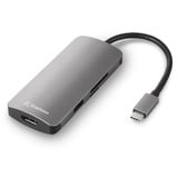 Sharkoon USB 3.0 Type C Multiport Adapter USB 3.2 Gen 1 (3.1 Gen 1) Type-C 5000 Mbit/s Grå, Docking station mørk grå, USB 3.2 Gen 1 (3.1 Gen 1) Type-C, HDMI, USB 3.2 Gen 1 (3.1 Gen 1) Type-A, USB 3.2 Gen 1 (3.1 Gen 1) Type-C, USB 3.2 Gen 1 (3.1 Gen 1), MMC, SD, 5000 Mbit/s, Grå
