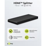 goobay HDMI Splitter 1 til 2 (4K @ 60Hz) Sort