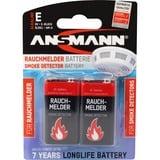 Ansmann 1515-0006 husholdningsbatteri Genopladeligt batteri 9V Alkaline Genopladeligt batteri, 9V, Alkaline, 9 V, 2 stk, Cd (cadmium), Hg (kviksølv)