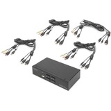 Digitus DS-12880 KVM Switch Sort, KVM-switchen Sort, 3840 x 2160 pixel, 4K Ultra HD, Sort