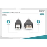 Digitus USB 2.0 tilslutningskabel USB-A (stik) > USB-B (stik) Sort