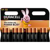 Duracell Plus Engangsbatteri AA Alkaline Engangsbatteri, AA, Alkaline, 1,5 V, 10 stk, Sort, Guld