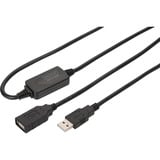 Digitus Aktivt USB 2.0 forlængerledning, 15 meter Sort