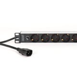 Digitus Stikdåse 19" PDU med aluminiumprofil, 9-vejs, med sikring, Strømskinne Sort/aluminium
