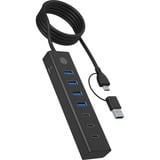 ICY BOX 61065, USB hub Sort