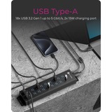 ICY BOX 61076, USB hub Sort