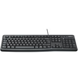 Logitech K120 Corded Keyboard tastatur USB QWERTZ Tysk Sort Sort, DE-layout, Fuld størrelse (100 %), Ledningsført, USB, QWERTZ, Sort