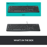 Logitech K120 Corded Keyboard tastatur USB QWERTZ Tysk Sort Sort, DE-layout, Fuld størrelse (100 %), Ledningsført, USB, QWERTZ, Sort