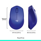 Logitech M330 SILENT PLUS mus Højre hånd RF trådløst Optisk 1000 dpi Blå, Højre hånd, Optisk, RF trådløst, 1000 dpi, Blå