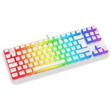 SilentiumPC Gaming-tastatur Hvid/gennemsigtig, DE-layout, Kailh RGB Rød
