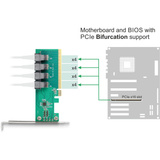 DeLOCK PCI Express x16 kort til 4 x intern SFF-8643 NVMe - LP, Interface card 