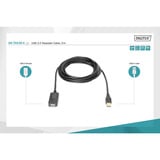 Digitus Aktivt USB 2.0 forlængerledning, 5 meter Sort