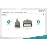 Digitus USB 2.0 tilslutningskabel USB-A (stik) > Micro-USB (stik) Sort