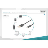 Digitus USB 2.0 tilslutningskabel USB-A (stik) > Micro-USB (stik) Sort