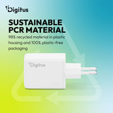 Digitus USB GaN oplader 45W, 1x USB-C, 1x USB-A Hvid