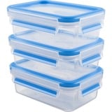 Emsa 508558 enhed til madopbevaring Rektangulær Kasse 1 L Blå, Transparent 3 stk, Boks gennemsigtig/Blå, Kasse, Rektangulær, 1 L, Blå, Transparent, Polypropylen (PP), Termoplastisk elastomer (TPE), Tyskland