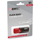 Emtec Click Easy USB-nøgle 16 GB USB Type-A 3.2 Gen 2 (3.1 Gen 2) Sort, Rød, USB-stik Rød/Sort, 16 GB, USB Type-A, 3.2 Gen 2 (3.1 Gen 2), Uden hætte, Sort, Rød