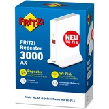 FRITZ! 3000 AX Bridges og Repeaters Repeater 3000 AX, Netværksgentager, 2400 Mbit/s, Wi-Fi, Ethernet LAN, Hvid