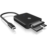 ICY BOX IB-CR403-C3 kortlæser USB 3.2 Gen 1 (3.1 Gen 1) Type-C Sort Sort, CFast, MicroSD (TransFlash), SD, Sort, 6000 Mbit/s, Aluminium, Plast, Access, Strøm, 2 GB