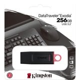 Kingston DataTraveler Exodia USB-nøgle 256 GB USB Type-A 3.2 Gen 1 (3.1 Gen 1) Sort, USB-stik Sort/Rød, 256 GB, USB Type-A, 3.2 Gen 1 (3.1 Gen 1), Hætte, 11 g, Sort