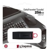 Kingston DataTraveler Exodia - USB 3.2 Flash Drive, USB-stik Sort/Rød, 256 GB, USB Type-A, 3.2 Gen 1 (3.1 Gen 1), Hætte, 11 g, Sort, Lyserød