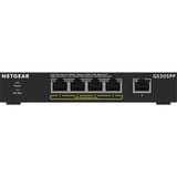 Netgear GS305PP Ikke administreret Gigabit Ethernet (10/100/1000) Strøm over Ethernet (PoE) Sort, Switch Sort, Ikke administreret, Gigabit Ethernet (10/100/1000), Fuld duplex, Strøm over Ethernet (PoE), Kan monteres på væggen