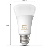 Philips Hue A60 - E27 pærer - 800lm - 4-pak, LED-lampe Philips Hue White ambiance A60 - E27 pærer - 800lm - 4-pak, Smart pære, Hvid, Bluetooth/Zigbee, LED, E27, Cool dagslys, Varm hvid